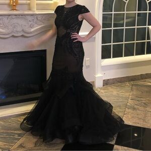Black Ruffled Tiered Gown